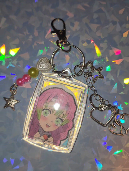Lisa F. Inspired Holographic Rainbow Leopard Coquette Keychain (Gyaru Girl, Sakura)