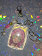 Lisa F. Inspired Holographic Rainbow Leopard Coquette Keychain (Gyaru Girl, Sakura)