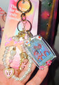 Lisa F. Inspired Holographic Rainbow Leopard Coquette Keychain (Gyaru Girl, Sakura)