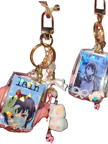 Serial Experiments Lain Coquette Double-Sided Keychain (Gyaru Girl)